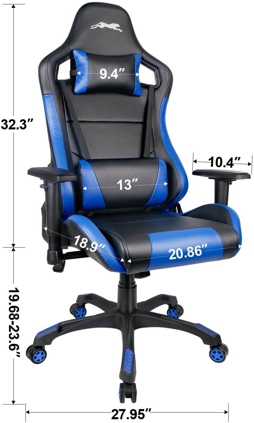 Swivel Gaming Chair with Adjustable Armrest Blue - HOMEKOKO